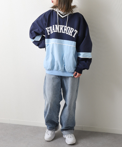 ZIP FIVE（ジップファイブ）の「【loot box】 切替カレッジロゴ　ナイロンプルオーバー（その他トップス・レディース・ブルーグリーン/ネイビー系/ネイビー系1/イエロー系・MEDIUM/LARGE）」の16枚目の写真