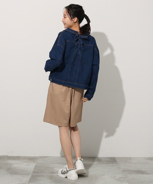 Cutie Blonde（キューティーブロンド）の「◆バックレースアップGジャン（デニムジャケット・レディース・ライトブルー/ネイビー・01/02/03）」の14枚目の写真