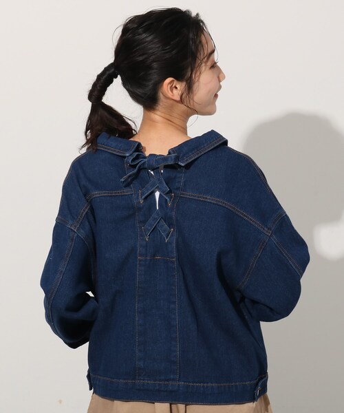 Cutie Blonde（キューティーブロンド）の「◆バックレースアップGジャン（デニムジャケット・レディース・ライトブルー/ネイビー・01/02/03）」の19枚目の写真