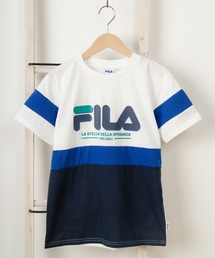 FILA（フィラ）の「【FILA/フィラ】ブランドロゴ 胸袖切り替え キッズプリント半袖Tシャツ 【140ｃｍ-160ｃｍ】（Tシャツ/カットソー・キッズ）」