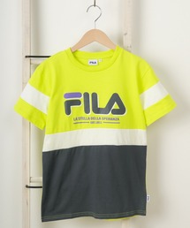 FILA（フィラ）の「【FILA/フィラ】ブランドロゴ 胸袖切り替え キッズプリント半袖Tシャツ 【140ｃｍ-160ｃｍ】（Tシャツ/カットソー・キッズ）」