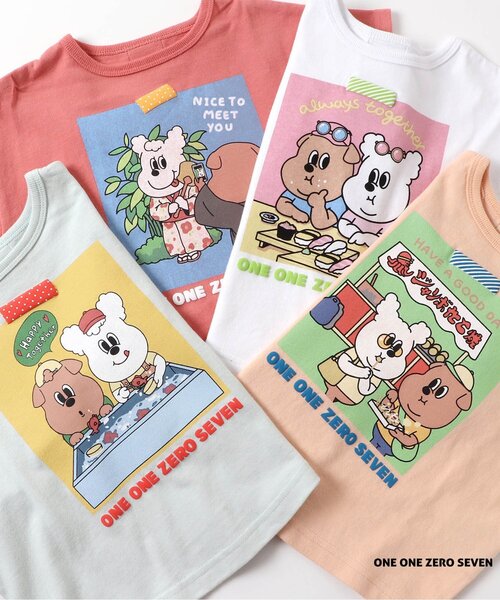 apres les cours(アプレレクール)の「1107 NIPPONツアー イラストTシャツ(Tシャツ/カットソー・キッズ・オレンジ/ミント/オフホワイト/ピンク・100/120/130/90/110/80)」の8枚目の写真
