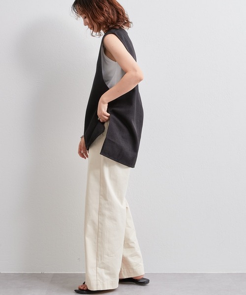 CIAOPANIC TYPY（チャオパニックティピー）の「【お気に入り数6.3万人突破】【WEB限定】【タンク付き】リネンライクVネックベスト（ベスト・レディース・ベージュ/ブラック/ライトグレー・ONE SIZE）」の11枚目の写真