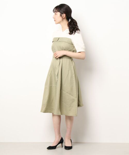 axes femme（アクシーズファム）の「レイヤード風パーカーワンピース（ワンピース・レディース・ブラック/ベージュ/グリーン・MEDIUM）」の7枚目の写真