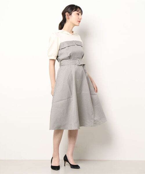 axes femme（アクシーズファム）の「レイヤード風パーカーワンピース（ワンピース・レディース・ブラック/ベージュ/グリーン・MEDIUM）」の8枚目の写真