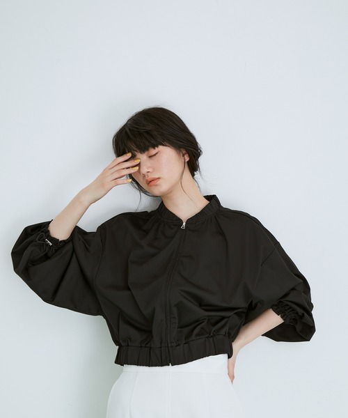 ADAM ET ROPE'（アダムエロペ）の「ドロストスリーブカーディガン（カーディガン/ボレロ・レディース・ホワイト/ブラック/ピンク/ライトグリーン・FREE）」の3枚目の写真