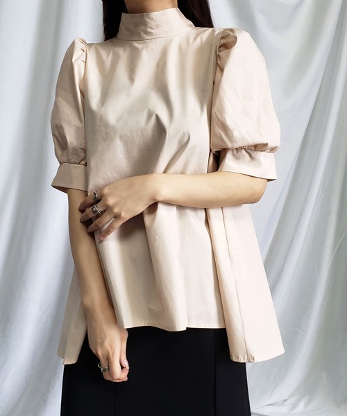 me+em select（ミームセレクト）の「【 ２way ／  5color  】ビッグリボンハイネックパフスリーブフレアブラウス（シャツ/ブラウス・レディース・ホワイト/ブラック/ベージュ/ピンク/モカ・FREE）」の18枚目の写真