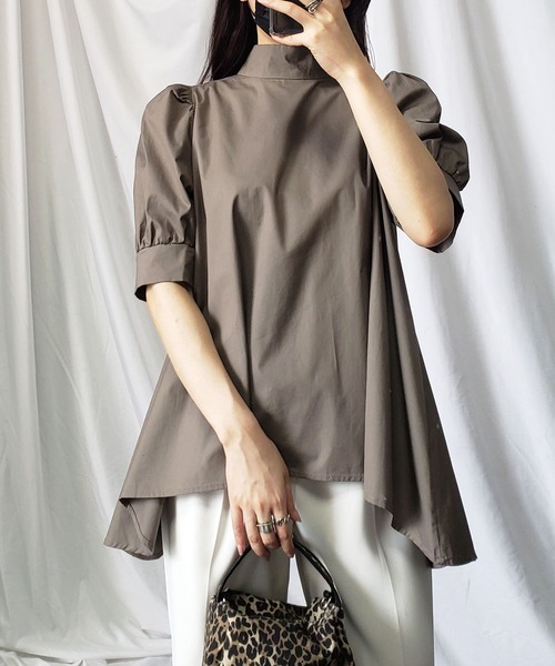 me+em select（ミームセレクト）の「【 ２way ／  5color  】ビッグリボンハイネックパフスリーブフレアブラウス（シャツ/ブラウス・レディース・ホワイト/ブラック/ベージュ/ピンク/モカ・FREE）」の11枚目の写真