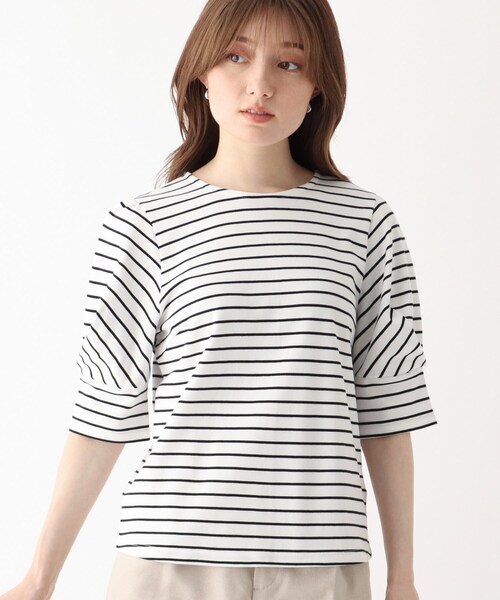 index(インデックス)の「◆SUPIMAコットンスムースタックスリーブトップス【WEB限定カラー・サイズ】(Tシャツ/カットソー・レディース・ライトグレー/パープル/ネイビー/ガンメタ/ホワイト系その他3/ライトオレンジ系・40/38/42/36)」の7枚目の写真