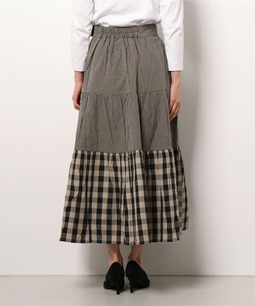 MIMIMEMETE(ミミメメット)の「クレイジーギンガム ティアードスカート(スカート・レディース・ベージュ×ブラック・M)」の10枚目の写真