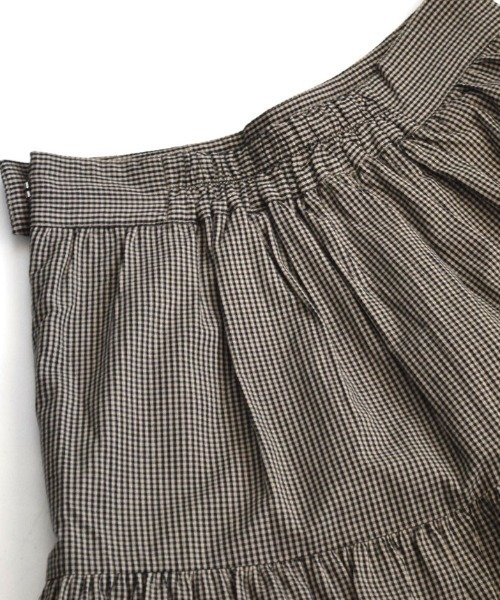 MIMIMEMETE(ミミメメット)の「クレイジーギンガム ティアードスカート(スカート・レディース・ベージュ×ブラック・M)」の3枚目の写真