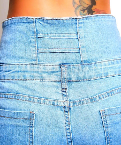 babyShoop（ベイビーシュープ）の「ハイウエストロングパンツ（デニムパンツ・レディース・ネイビー/ブルー/ブラック・LARGE/MEDIUM/SMALL）」の8枚目の写真