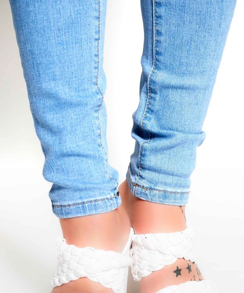 babyShoop（ベイビーシュープ）の「ハイウエストロングパンツ（デニムパンツ・レディース・ネイビー/ブルー/ブラック・LARGE/MEDIUM/SMALL）」の6枚目の写真