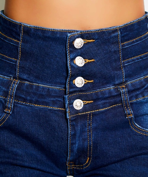 babyShoop（ベイビーシュープ）の「ハイウエストロングパンツ（デニムパンツ・レディース・ネイビー/ブルー/ブラック・LARGE/MEDIUM/SMALL）」の15枚目の写真