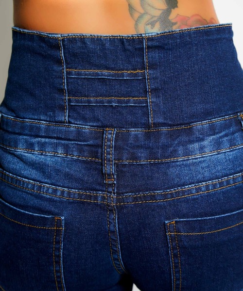 babyShoop（ベイビーシュープ）の「ハイウエストロングパンツ（デニムパンツ・レディース・ネイビー/ブルー/ブラック・LARGE/MEDIUM/SMALL）」の18枚目の写真