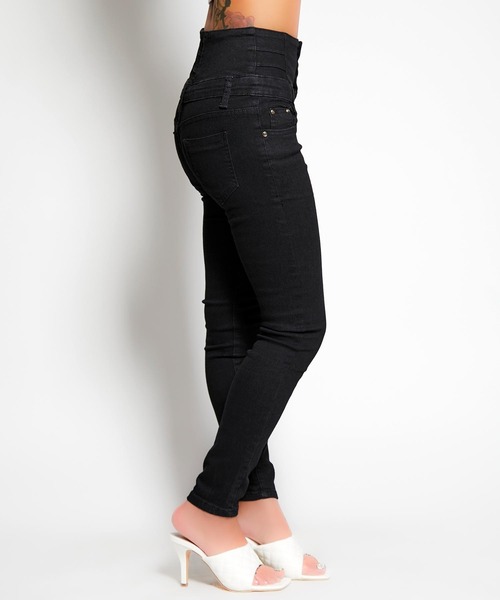 babyShoop（ベイビーシュープ）の「ハイウエストロングパンツ（デニムパンツ・レディース・ネイビー/ブルー/ブラック・LARGE/MEDIUM/SMALL）」の7枚目の写真