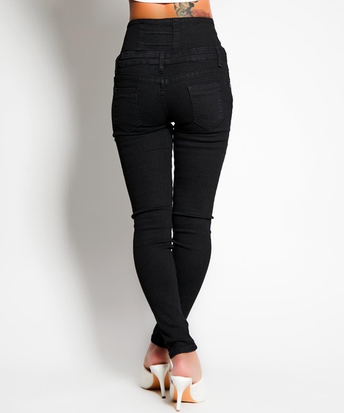 babyShoop（ベイビーシュープ）の「ハイウエストロングパンツ（デニムパンツ・レディース・ネイビー/ブルー/ブラック・LARGE/MEDIUM/SMALL）」の5枚目の写真