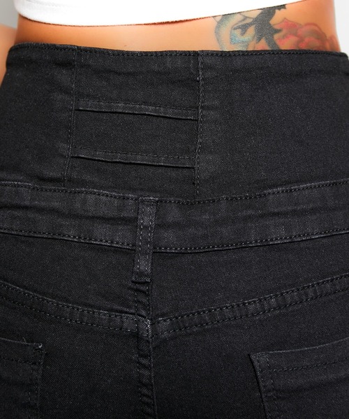 babyShoop（ベイビーシュープ）の「ハイウエストロングパンツ（デニムパンツ・レディース・ネイビー/ブルー/ブラック・LARGE/MEDIUM/SMALL）」の16枚目の写真