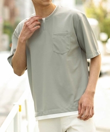 a.v.v | 【イージーケア/洗濯機で洗える/接触冷感/防シワ/ストレッチ】梨地フェイクレイヤードカットソー(Tシャツ/カットソー)