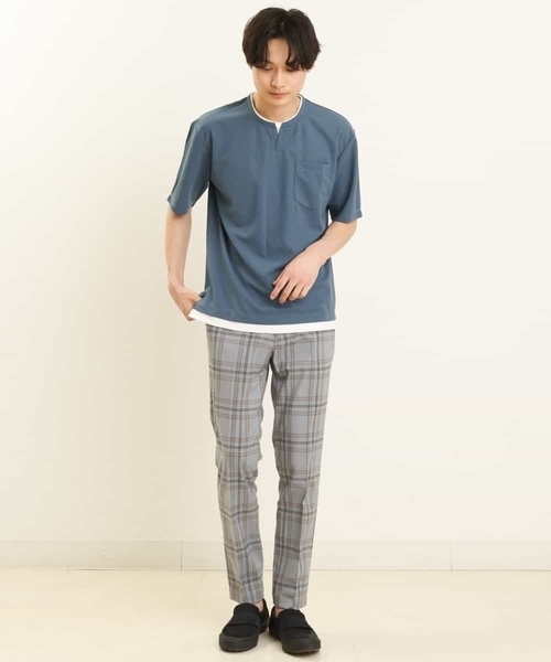 a.v.v（アーヴェヴェ）の「【S-XXL/涼感/ドライタッチ】梨地フェイクレイヤードカットソー（Tシャツ/カットソー・メンズ・グレー/ブルー/ミント/オレンジ/グリーン・50/48/52/44/46）」の12枚目の写真