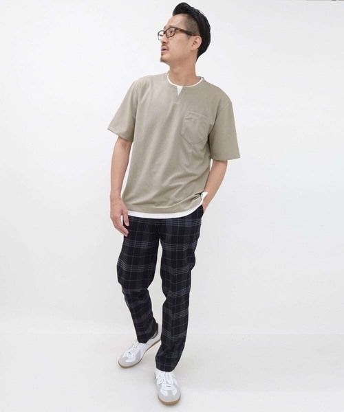 a.v.v（アーヴェヴェ）の「【S-XXL/涼感/ドライタッチ】梨地フェイクレイヤードカットソー（Tシャツ/カットソー・メンズ・グレー/ブルー/ミント/オレンジ/グリーン・50/48/52/44/46）」の21枚目の写真