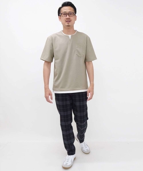 a.v.v（アーヴェヴェ）の「【S-XXL/涼感/ドライタッチ】梨地フェイクレイヤードカットソー（Tシャツ/カットソー・メンズ・グレー/ブルー/ミント/オレンジ/グリーン・50/48/52/44/46）」の22枚目の写真