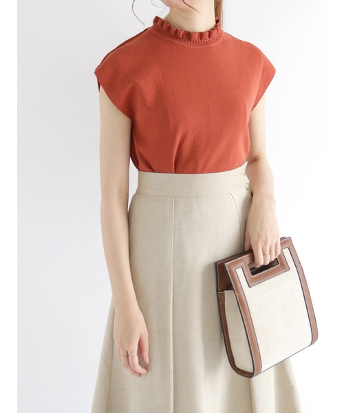 Te chichi（テチチ）の「【貴島明日香コラボ】スタンドフリルネックニット（ニット/セーター・レディース・ブラック/ベージュ/オレンジ・ﾌﾘ-）」の21枚目の写真