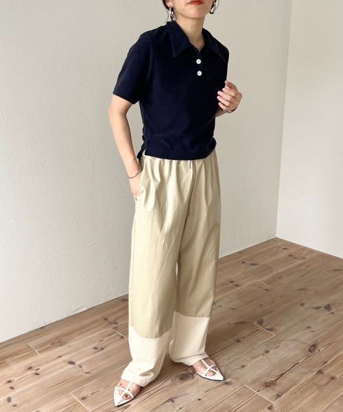 wee9s(ウィークス)の「two tone sweat pants / ウエストゴムポケット付きツートーンスウェットパンツ(スウェットパンツ・レディース・ベージュ/ブラック・FREE)」の6枚目の写真