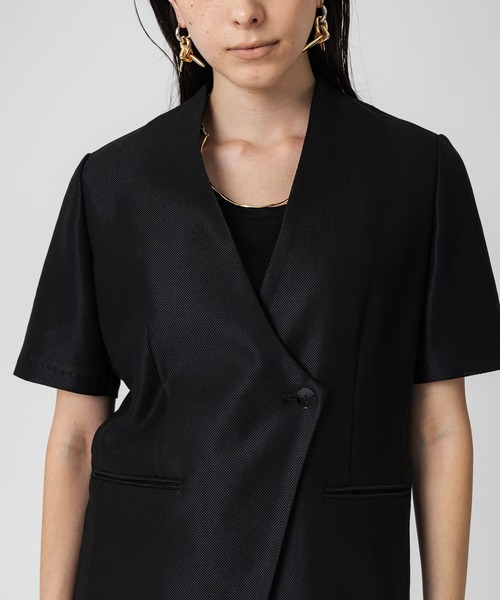 UNITED TOKYO（ユナイテッドトウキョウ）の「ハーフスリーブサマーノーカラージャケット（ノーカラージャケット・レディース・ブラック/ホワイト・FREE）」の13枚目の写真