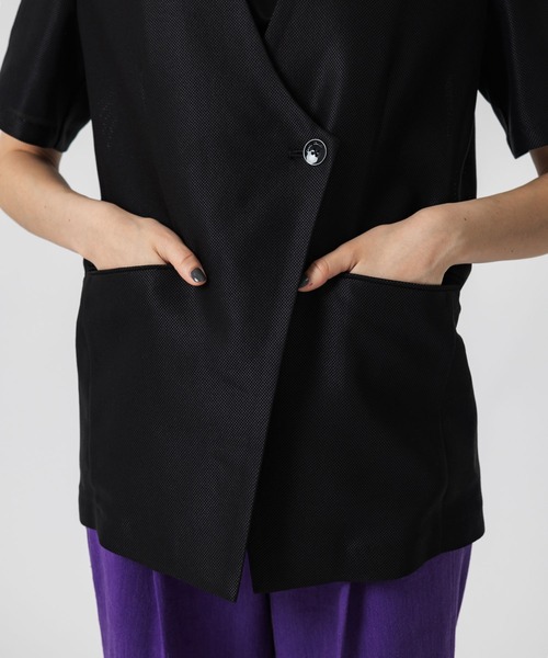 UNITED TOKYO（ユナイテッドトウキョウ）の「ハーフスリーブサマーノーカラージャケット（ノーカラージャケット・レディース・ブラック/ホワイト・FREE）」の21枚目の写真