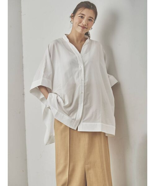 COTORICA（コトリカ）の「スクエアシャツポンチョ（シャツ/ブラウス・レディース・ブラック/オフホワイト/グリーン/その他1・FREE）」の2枚目の写真