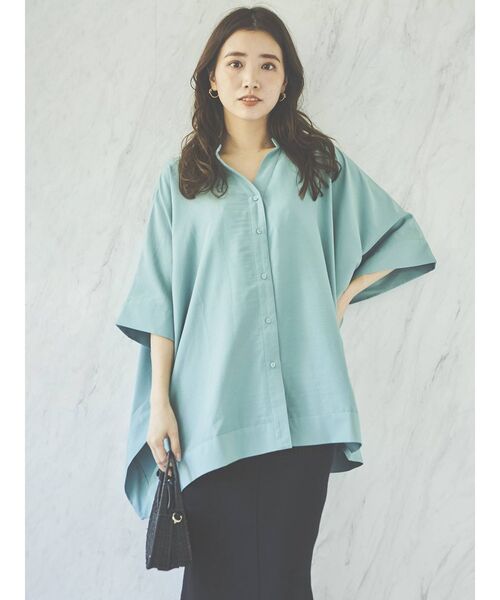 COTORICA（コトリカ）の「スクエアシャツポンチョ（シャツ/ブラウス・レディース・ブラック/オフホワイト/グリーン/その他1・FREE）」の3枚目の写真