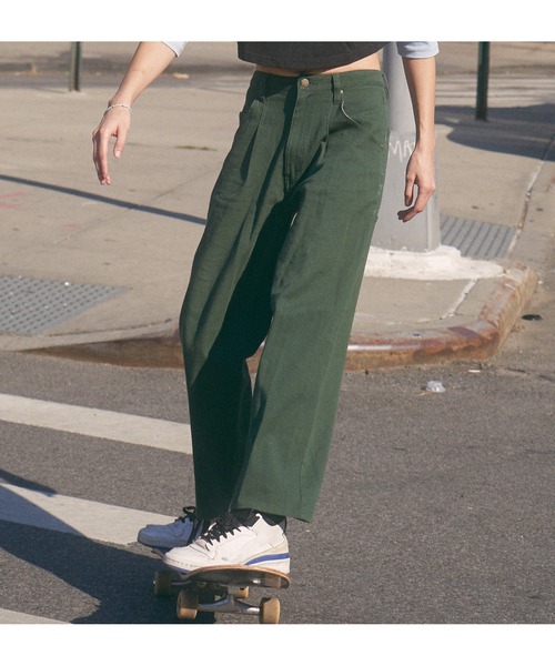 ROXY(ロキシー)の「ROXY SKATE/ロキシースケート ルーズシルエットスケートパンツ RPT224611T(その他パンツ・レディース・グリーン/ブラック/ベージュ・M/L)」の2枚目の写真
