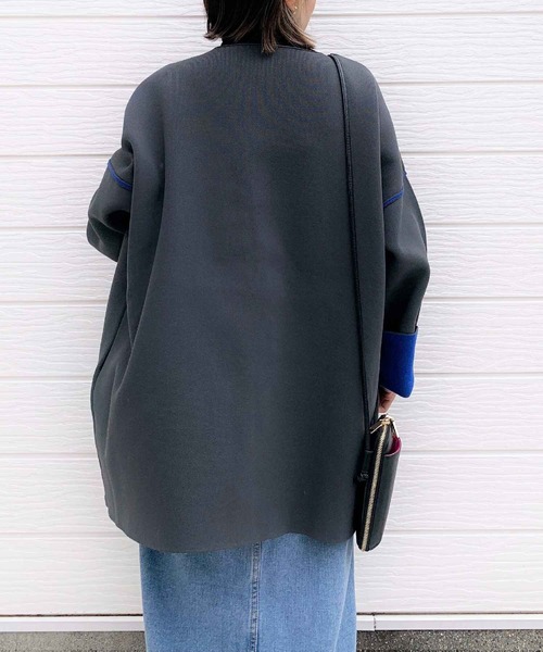 Q（キュー）の「Wフェイスリバーニットガウン（その他アウター・レディース・チャコールグレー/アイボリー・MEDIUM）」の12枚目の写真