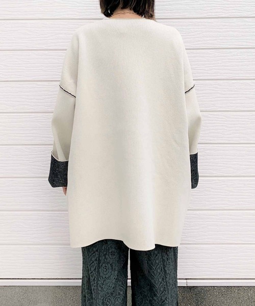 Q（キュー）の「Wフェイスリバーニットガウン（その他アウター・レディース・チャコールグレー/アイボリー・MEDIUM）」の10枚目の写真