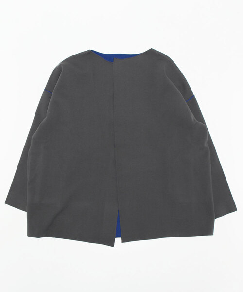 Q（キュー）の「Wフェイスリバーニットガウン（その他アウター・レディース・チャコールグレー/アイボリー・MEDIUM）」の4枚目の写真