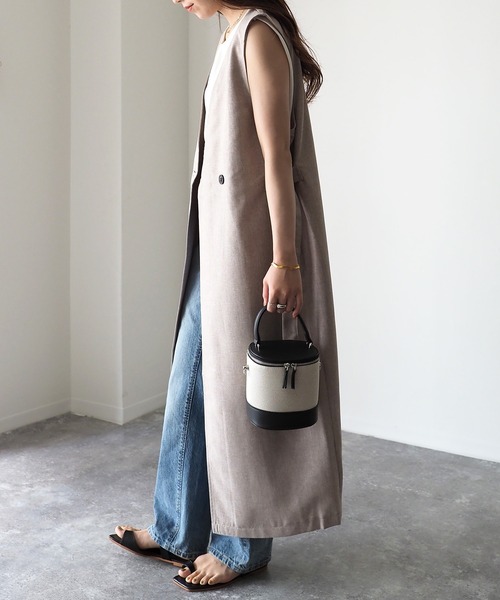 Riberry（リベリー）の「サイドベルトロングジレ/ベスト（ベスト・レディース・ブラック/ベージュ・FREE）」の8枚目の写真