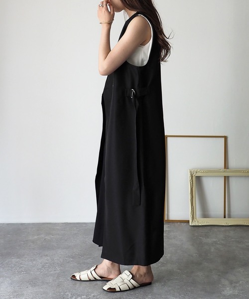 Riberry（リベリー）の「サイドベルトロングジレ/ベスト（ベスト・レディース・ブラック/ベージュ・FREE）」の6枚目の写真