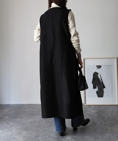 Riberry（リベリー）の「サイドベルトロングジレ/ベスト（ベスト・レディース・ブラック/ベージュ・FREE）」の13枚目の写真