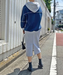 配色オーバーサイズパーカー&タイトスカートセットアップ
