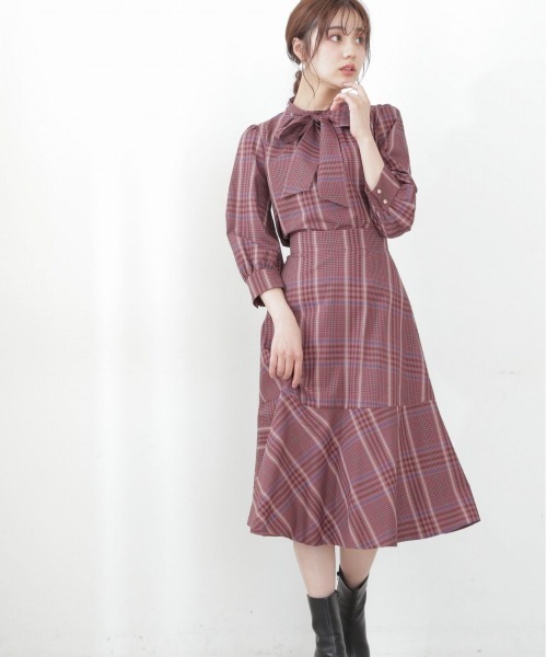 PROPORTION BODY DRESSING（プロポーションボディドレッシング）の「ビエラチェックブラウス / 1212210808（シャツ/ブラウス・レディース・ブラウン/ベージュ・MEDIUM/SMALL）」の4枚目の写真