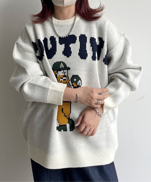 CPCM（シーピーシーエム）の「イラストジャガードニット（ニット/セーター・メンズ・アイボリー/ネイビー・LARGE/MEDIUM）」の11枚目の写真