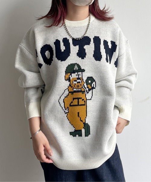 CPCM（シーピーシーエム）の「イラストジャガードニット（ニット/セーター・メンズ・アイボリー/ネイビー・LARGE/MEDIUM）」の9枚目の写真