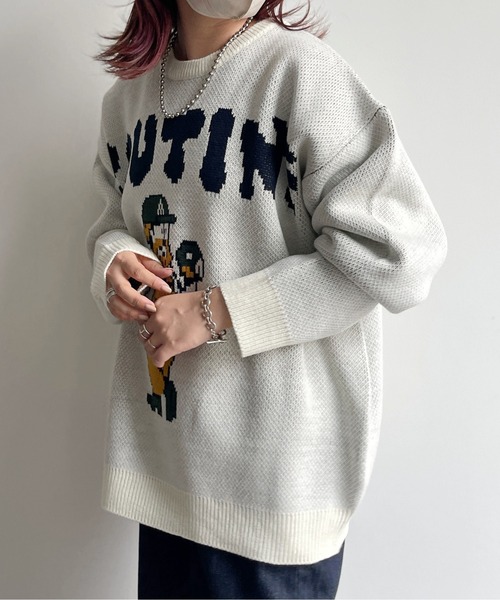 CPCM（シーピーシーエム）の「イラストジャガードニット（ニット/セーター・メンズ・アイボリー/ネイビー・LARGE/MEDIUM）」の14枚目の写真