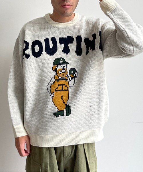 CPCM（シーピーシーエム）の「イラストジャガードニット（ニット/セーター・メンズ・アイボリー/ネイビー・LARGE/MEDIUM）」の15枚目の写真