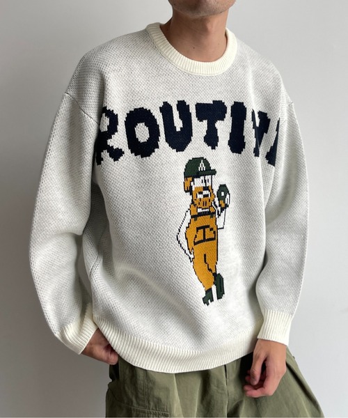 CPCM（シーピーシーエム）の「イラストジャガードニット（ニット/セーター・メンズ・アイボリー/ネイビー・LARGE/MEDIUM）」の18枚目の写真