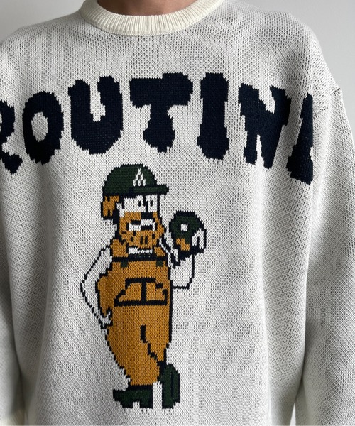 CPCM（シーピーシーエム）の「イラストジャガードニット（ニット/セーター・メンズ・アイボリー/ネイビー・LARGE/MEDIUM）」の21枚目の写真