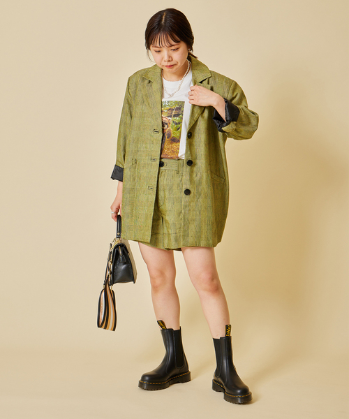 U by SPICK&SPAN（ユーバイスピックアンドスパン）の「【GANNI / ガニー】 Slub Check Suiting ジャケット（ブルゾン・レディース・ベージュ・FREE）」の3枚目の写真