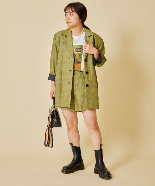 U by SPICK&SPAN（ユーバイスピックアンドスパン）の「【GANNI / ガニー】 Slub Check Suiting ジャケット（ブルゾン・レディース・ベージュ・FREE）」の5枚目の写真