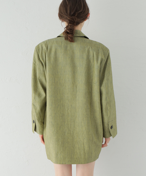 U by SPICK&SPAN（ユーバイスピックアンドスパン）の「【GANNI / ガニー】 Slub Check Suiting ジャケット（ブルゾン・レディース・ベージュ・FREE）」の8枚目の写真